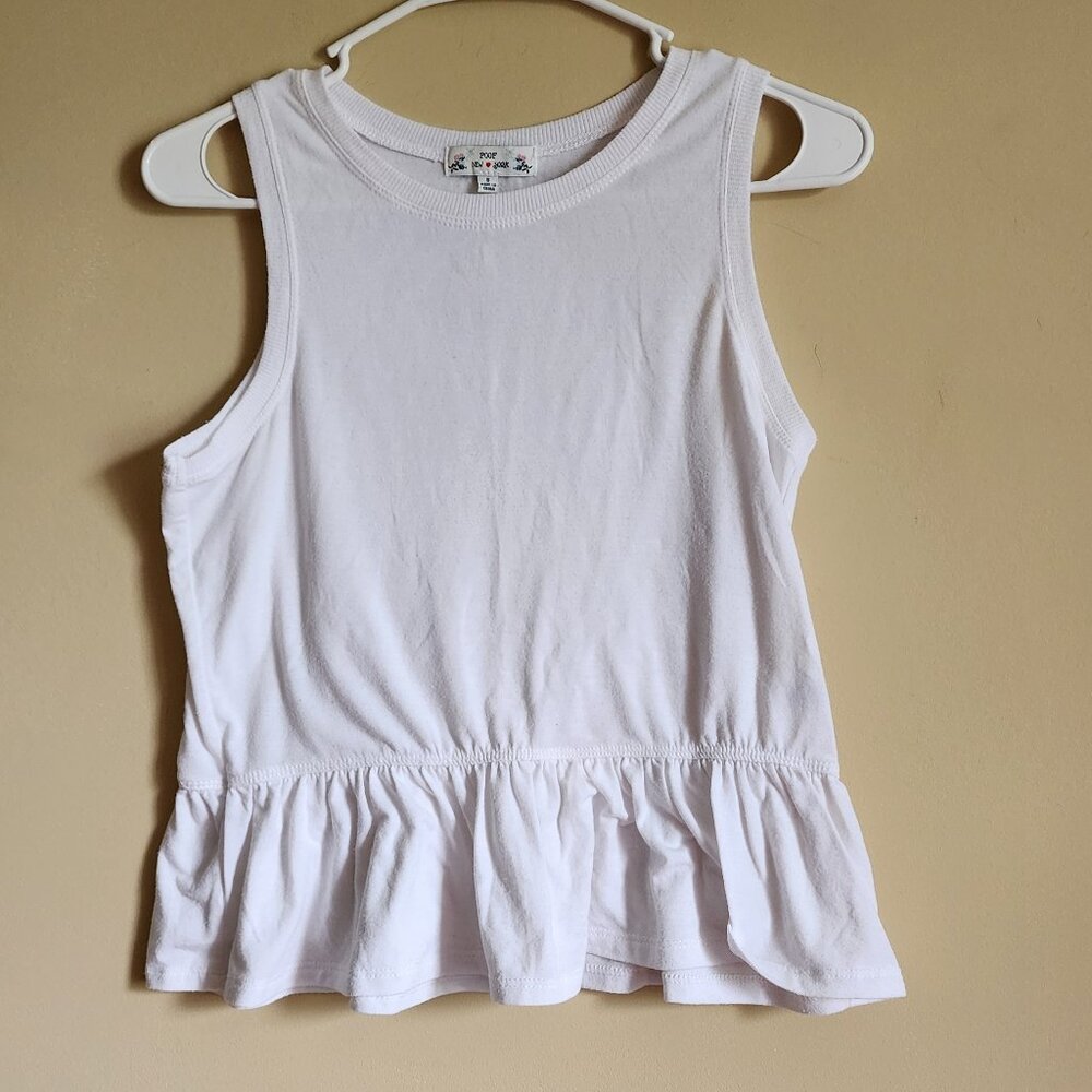 Poof New York White Tank Top Size Small
